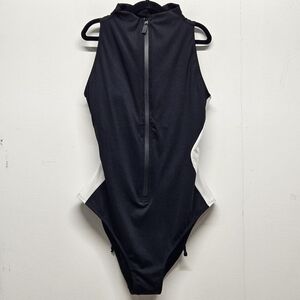 TA3 Sleeveless Surfy One Piece Swimsuit Size XL Short Black/White